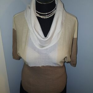Colorblock Cowl Neck Sweater